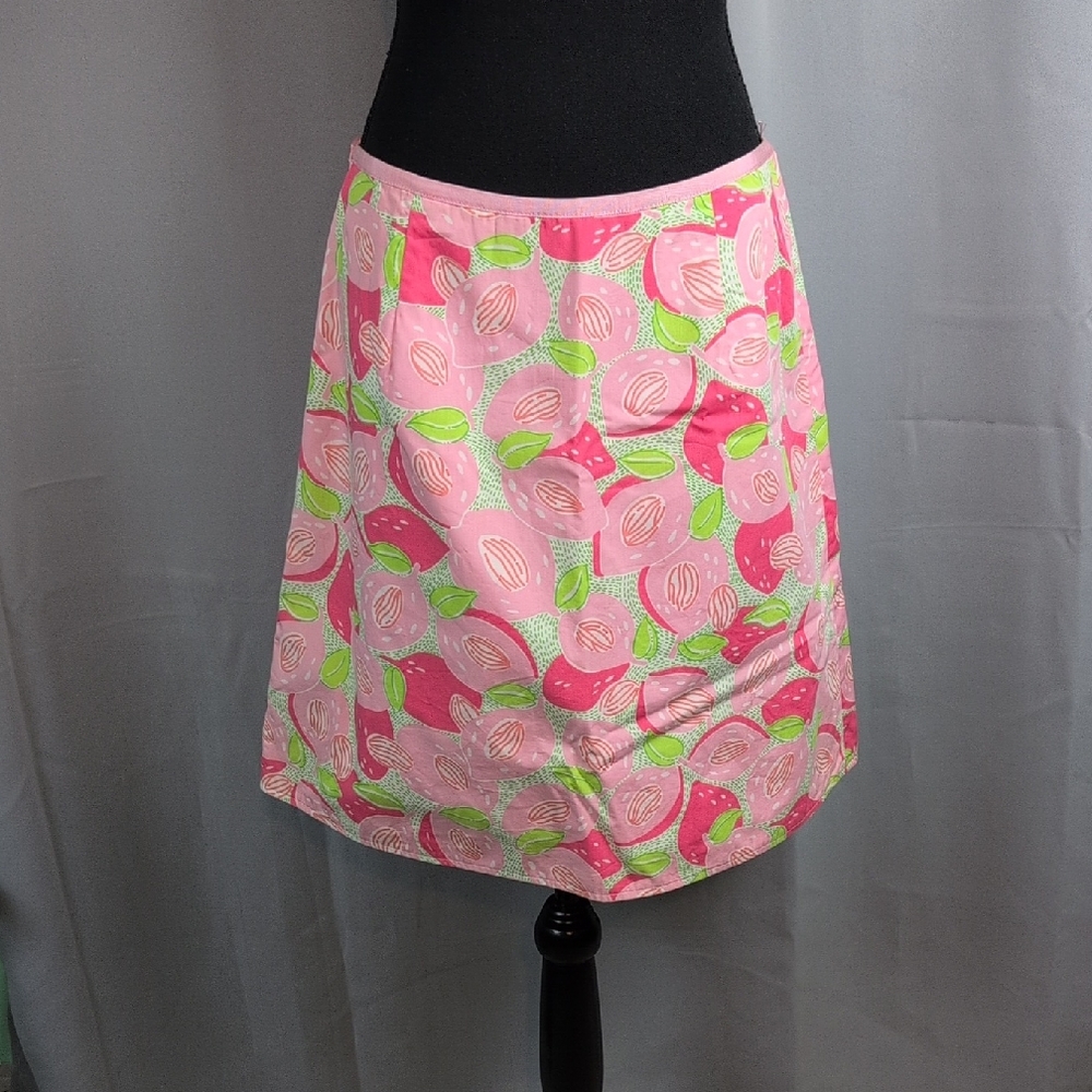 Lilly Pulitzer Reversible Mango Mama/Slice  Skirt White Label‎ Vintage Size 12
